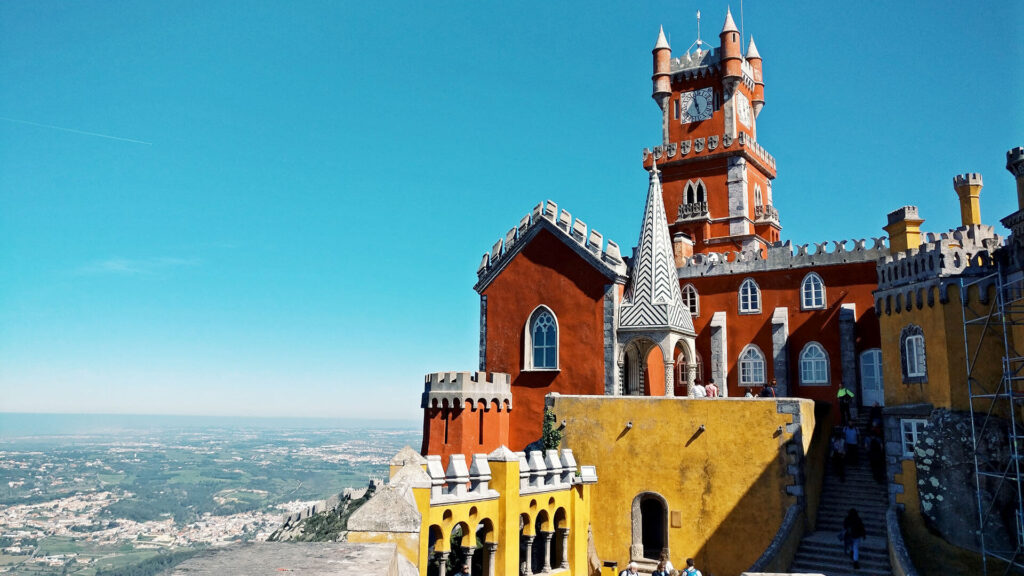 Pena Palace in Sintra, Portugal on a bright sunny day