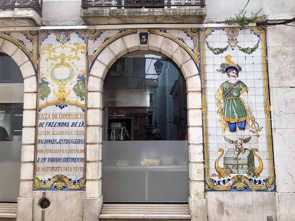 Old tiled shop front in Setubal